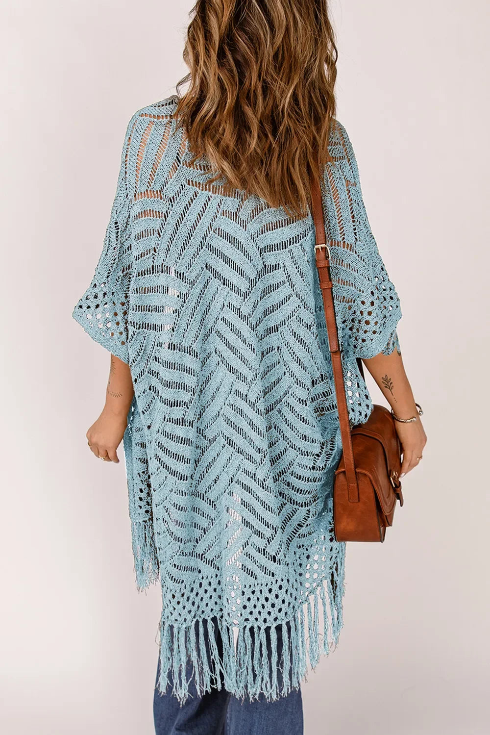 Lightweight Openwork Fringed Cardigan With Open Front - Southern Shores Clothing