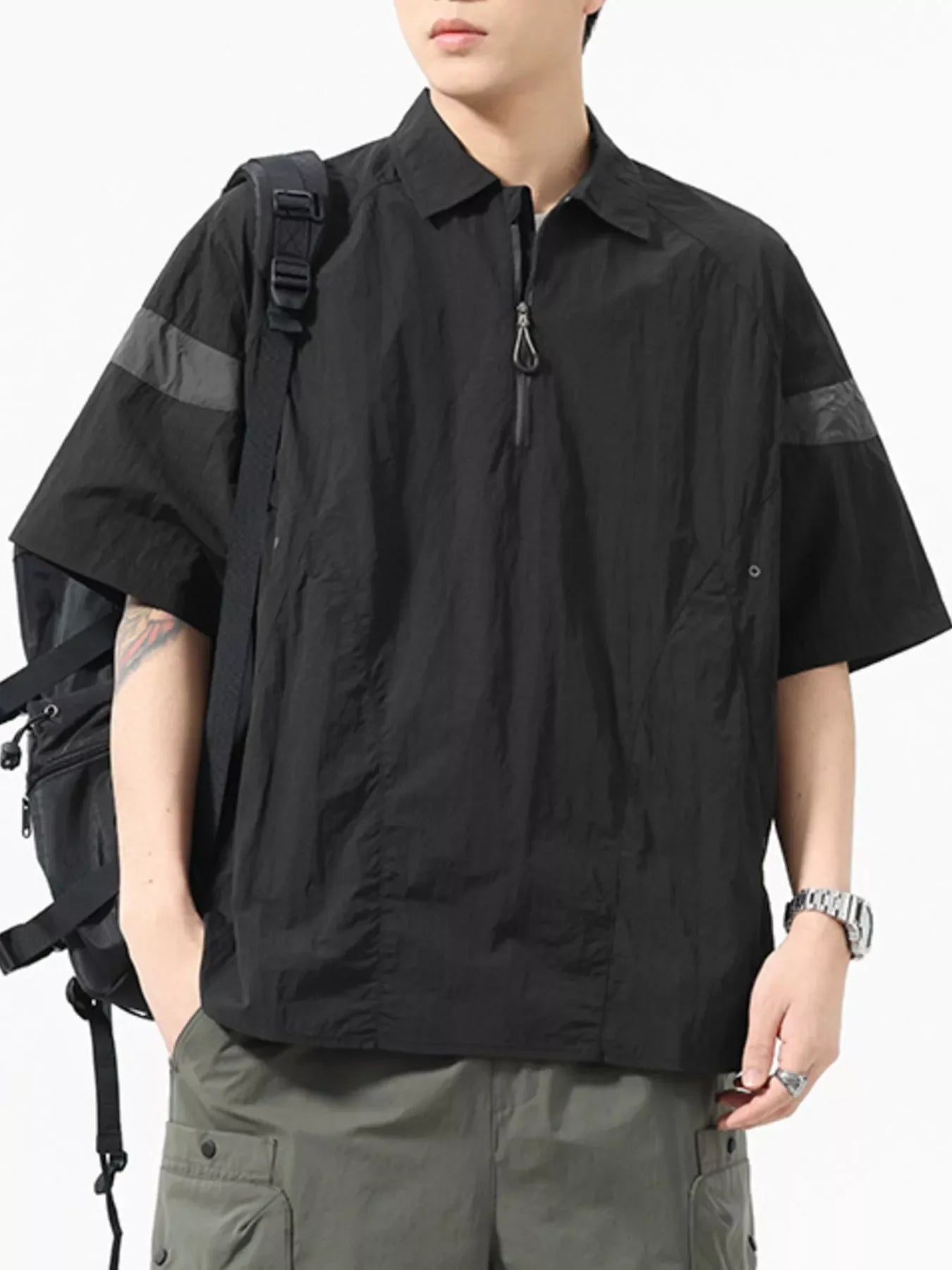 Plus Size Breathable Nylon Quarter Zip Polo Shirt - Southern Shores Clothing