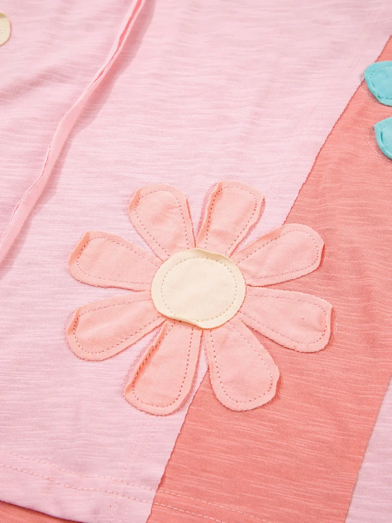 Flower Patched Exposed Seam Oversized T Shirt - Southern Shores Clothing