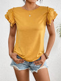 Ruffle Sleeve Round Neck Top With Layered Design - Southern Shores Clothing