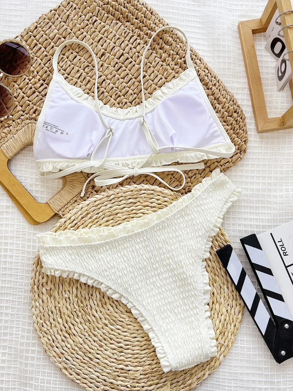 Frill Spaghetti Strap Two Piece Swim Set Removable Padding - Southern Shores Clothing