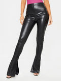 High Waist Long Slit Pants In Polyurethane - Southern Shores Clothing