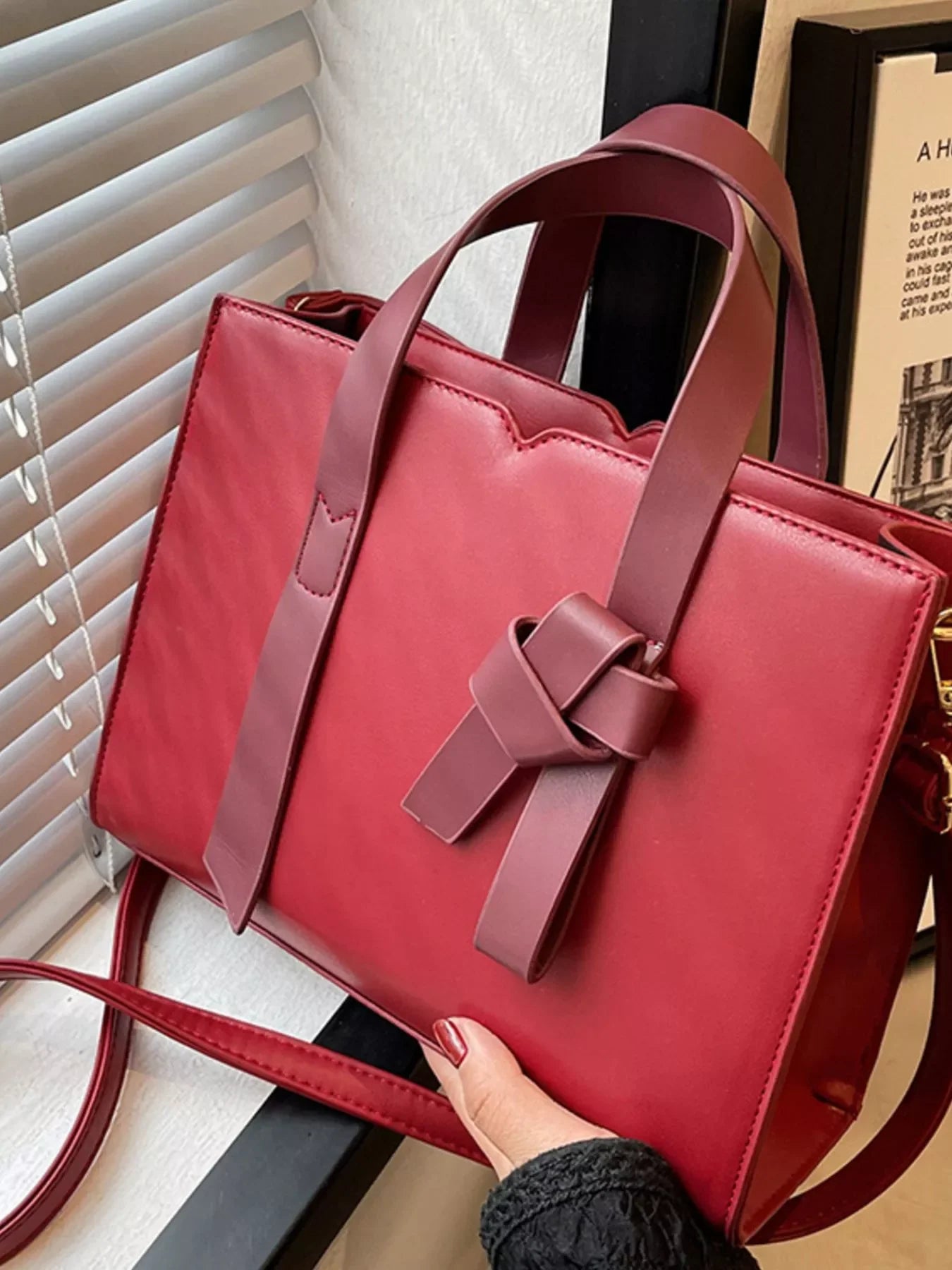 Faux Leather Tote Bag With Top Zip Closure - Southern Shores Clothing