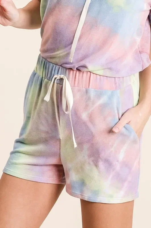 Tie Dye French Terry Shorts With Twill Tape - Southern Shores Clothing