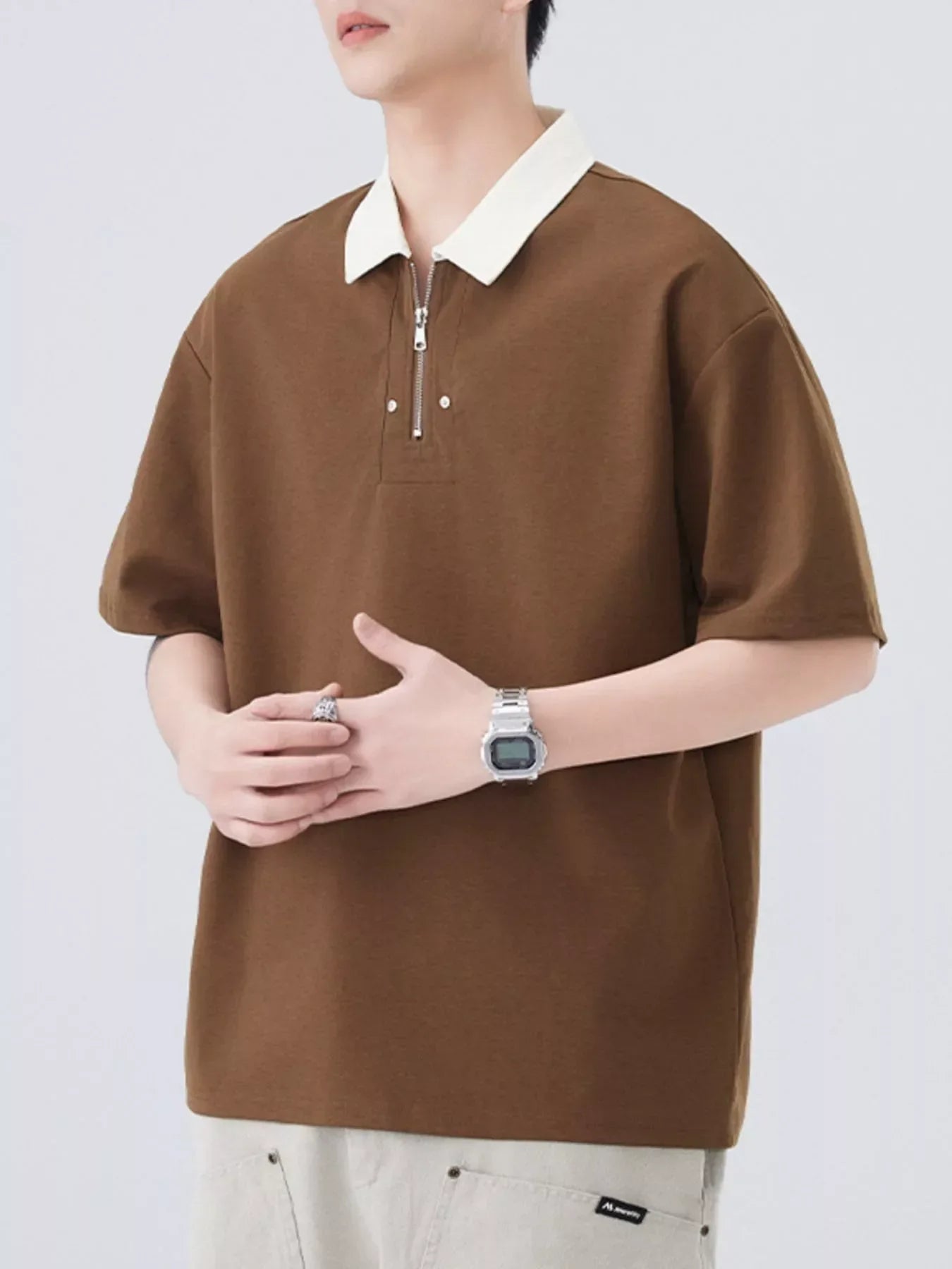 Plus Size Stretch Quarter Zip Short Sleeve Polo - Southern Shores Clothing