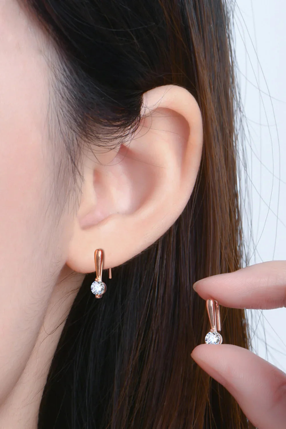 Platinum Plated Moissanite Sterling Silver Earrings