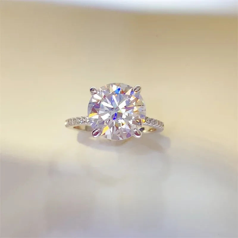 5 Carat Moissanite Sterling Silver Ring With Zircon Accents - Southern Shores Clothing