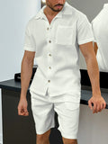 Men's Full Size Button Up Top and Shorts Set Plus Size - Southern Shores Clothing