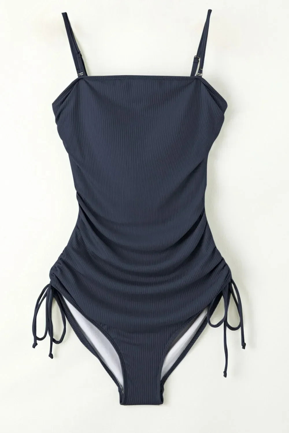 Ribbed Drawstring Cutout One Piece Swimsuit - Southern Shores Clothing