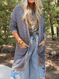 Open Front Long Sleeve Striped Cardigan Knit - Southern Shores Clothing