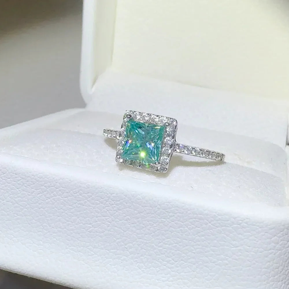 2 Carat Moissanite Square Sterling Silver Ring - Southern Shores Clothing