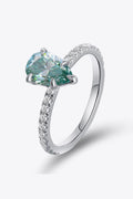 1.5 Carat Teardrop Moissanite Sterling Silver Ring - Southern Shores Clothing