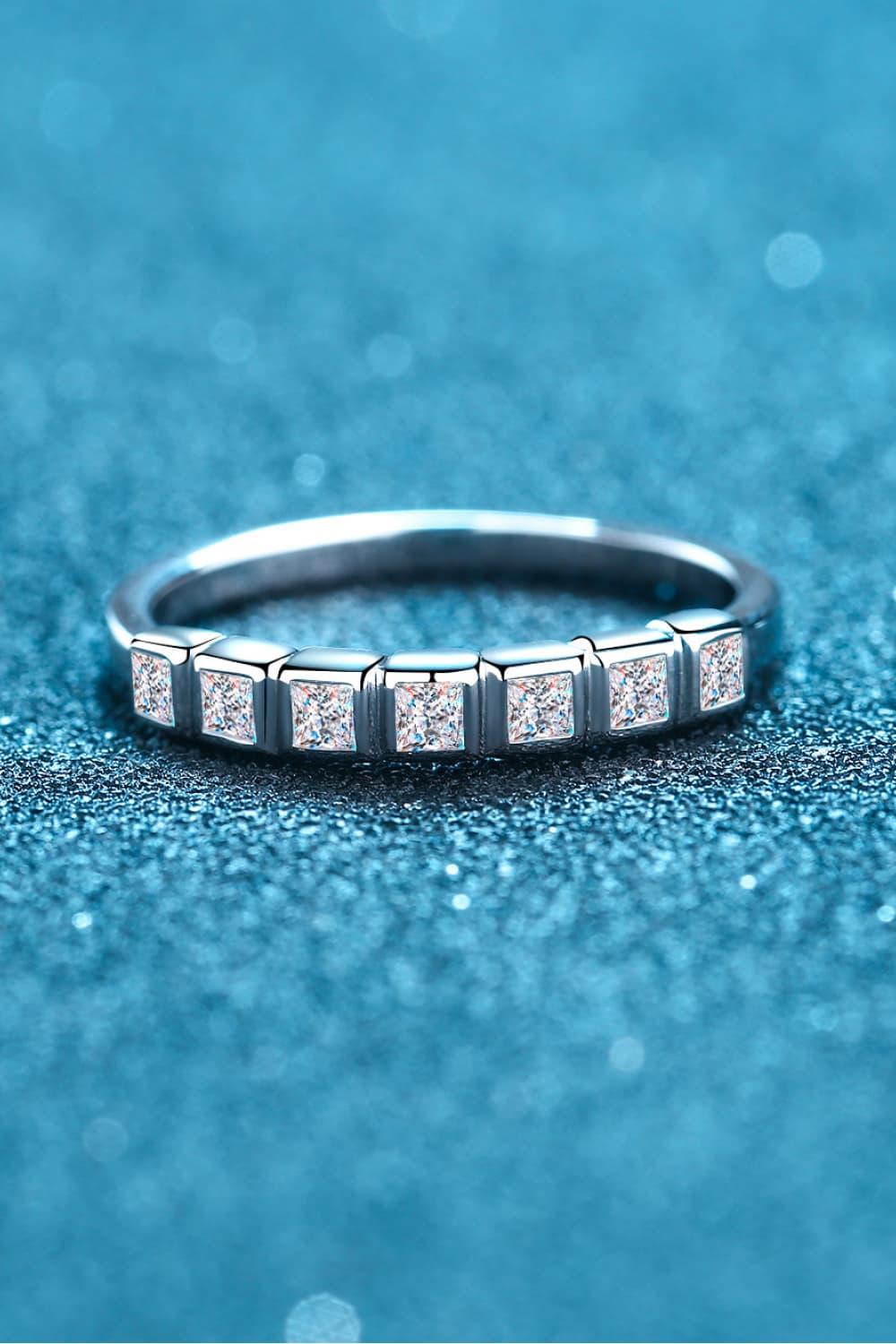 Moissanite Rhodium-Plated Half-Eternity Ring - Southern Shores Clothing