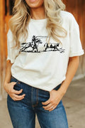 Rodeo Graphic Print Round Neck T Shirt Stretch Fabric - Southern Shores Clothing