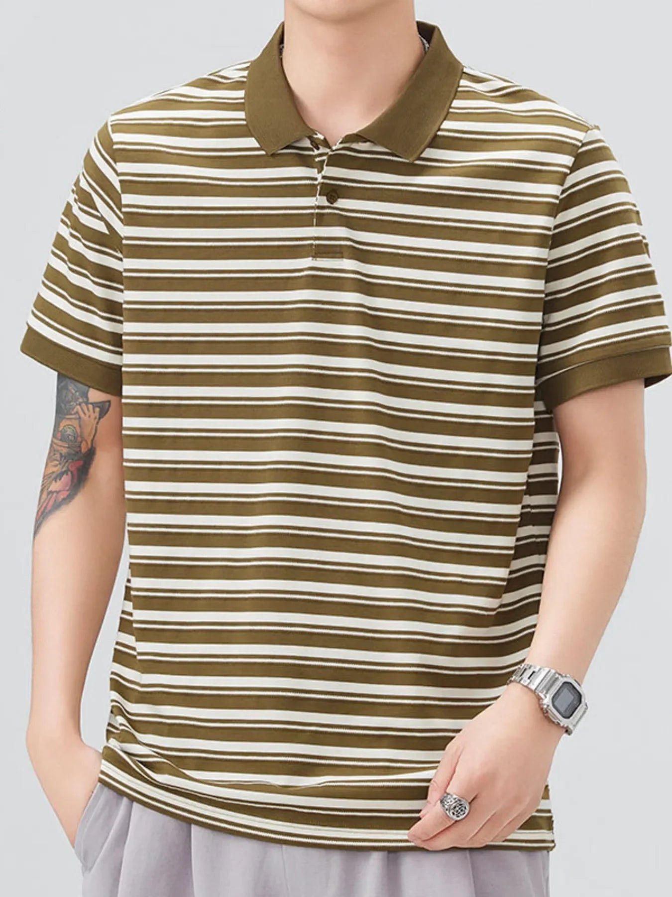 Plus Size Cotton Blend Button Detail Polo - Southern Shores Clothing
