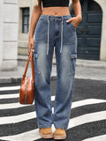 Coastal Relaxed Fit Wide Leg Cargo Jeans - Southern Shores Clothing