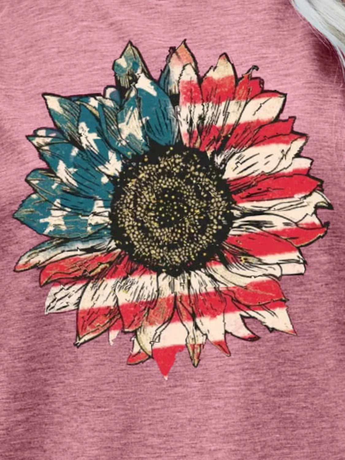 US Flag Flower Graphic Tee With Subtle Stretch - Southern Shores Clothing