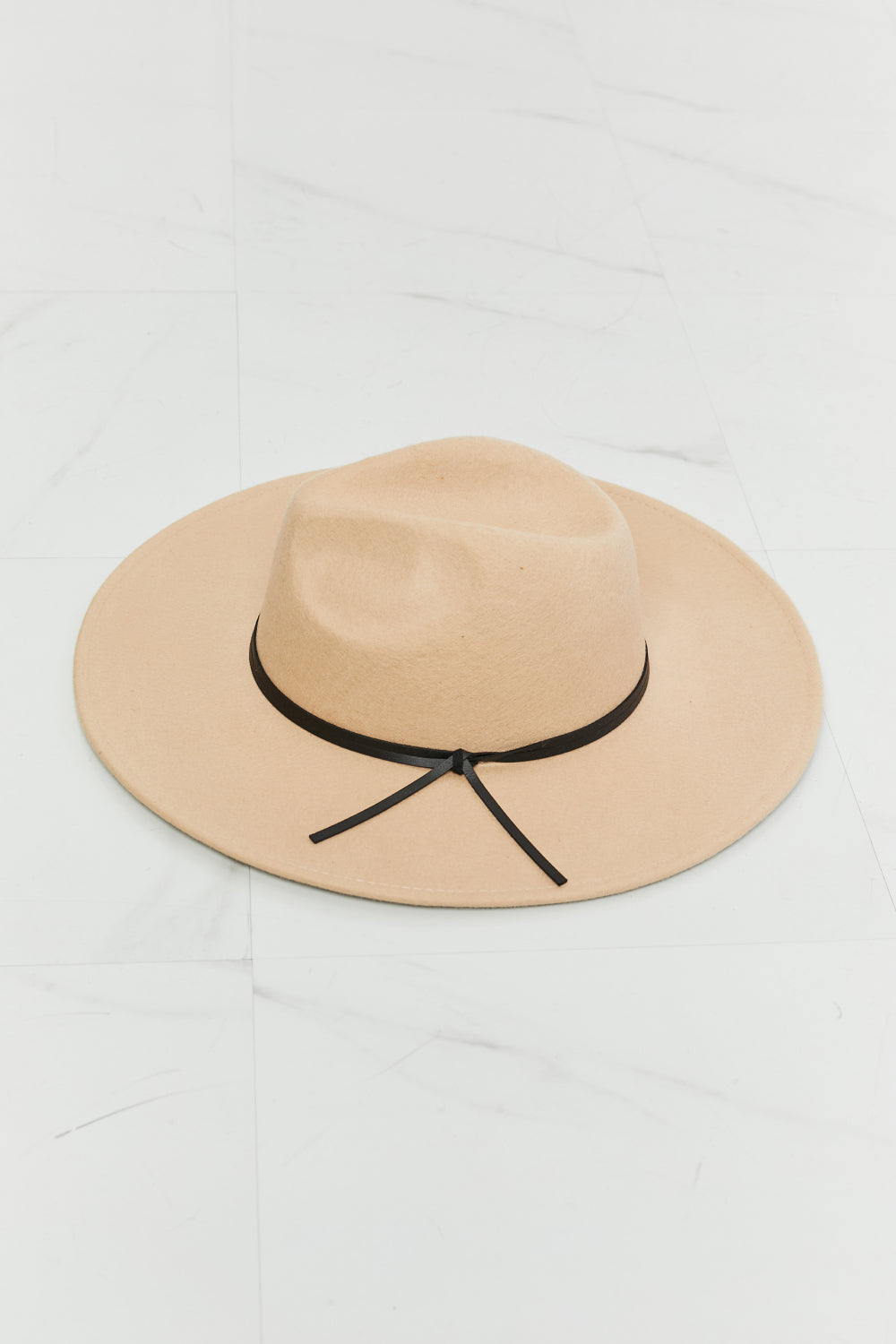 Fedora Hat With Faux Leather Knot Detail Adjustable Strap