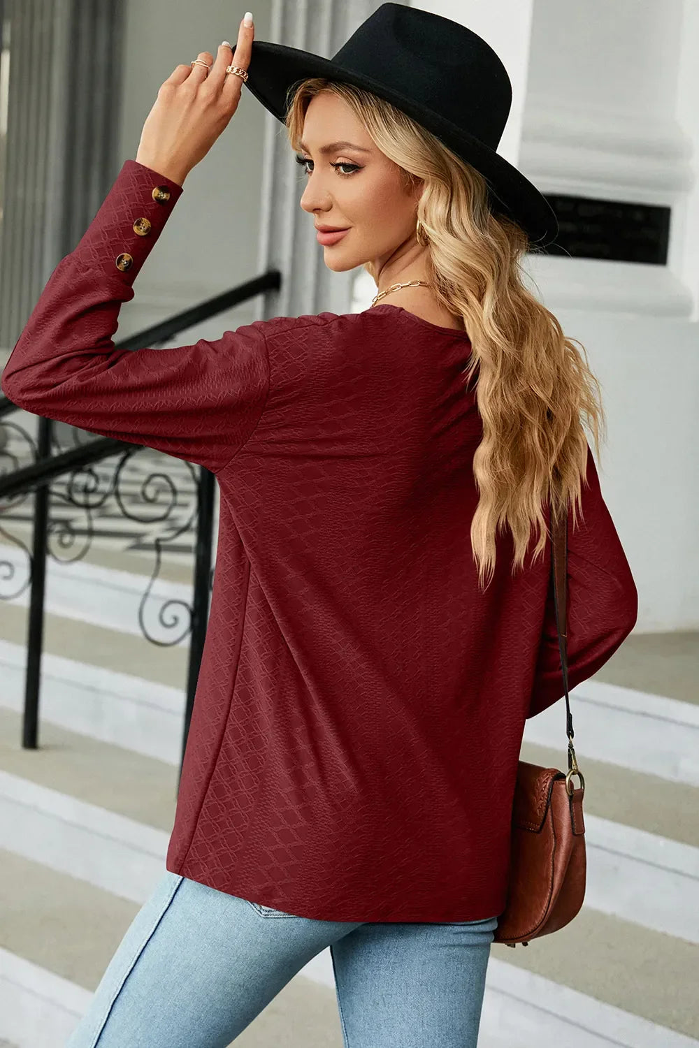 V-Neck Lantern Sleeve T-Shirt - Southern Shores Clothing