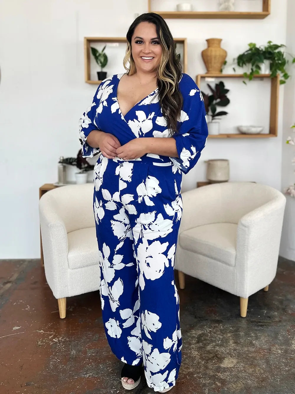 Printed Tie-Back Wide-Leg Jumpsuit With Tie Detail