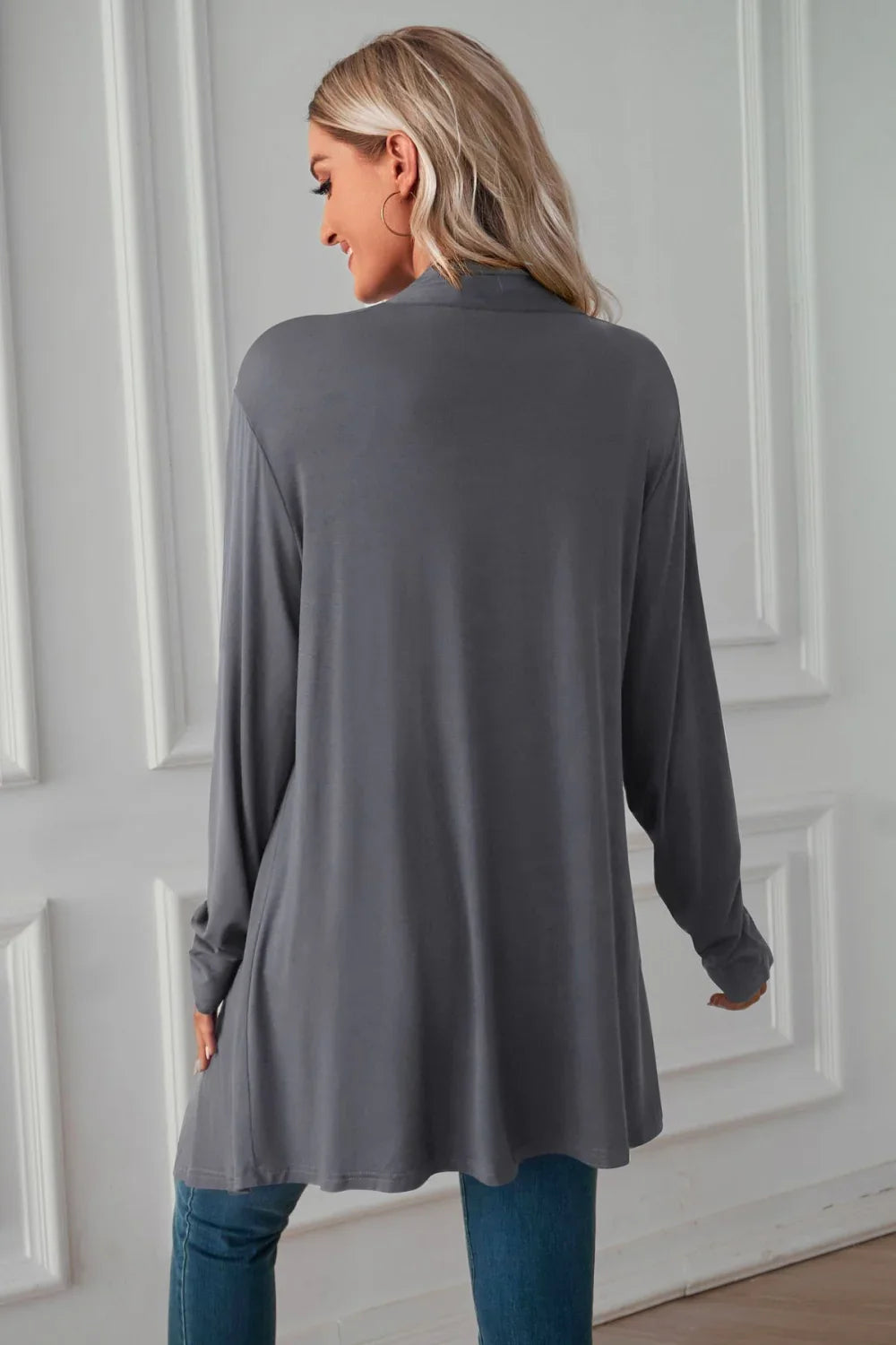 Open Front Long Sleeve Cardigan Solid Knit Casual - Southern Shores Clothing