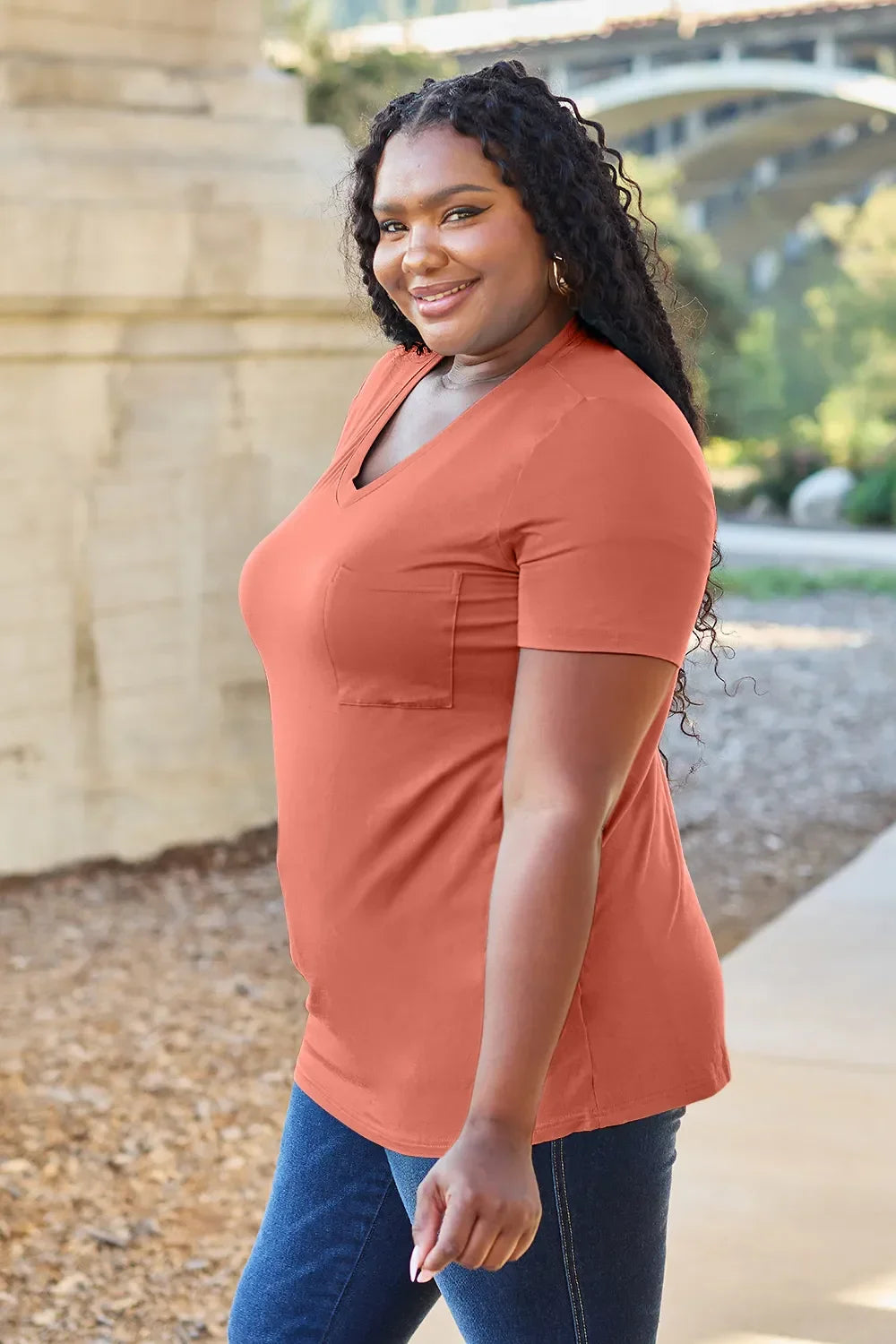 Basic Bae Bamboo Full Size V-Neck Short Sleeve T-Shirt - Southern Shores Clothing