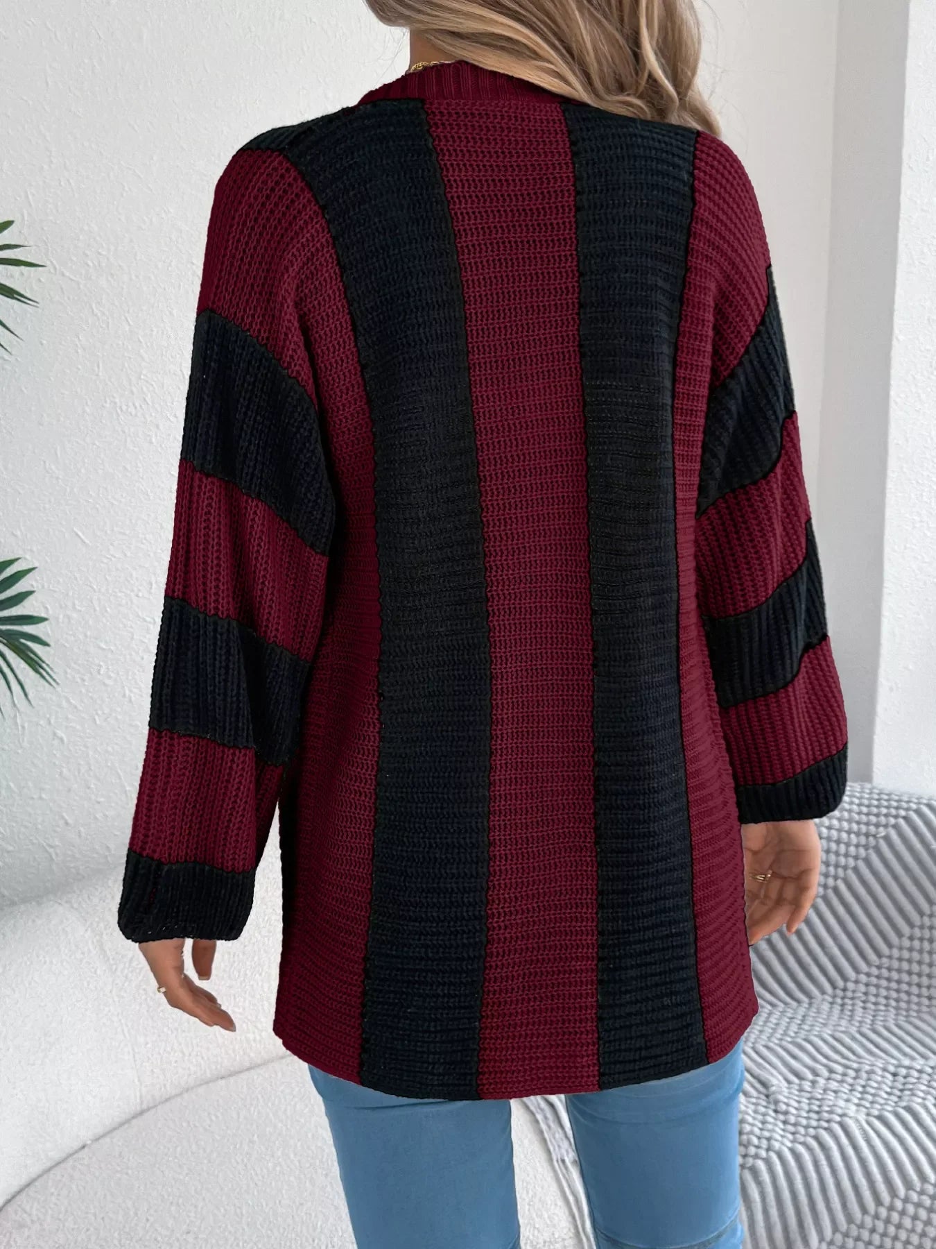 Block Pattern Button-Up Cardigan With Slight Stretch - Southern Shores Clothing