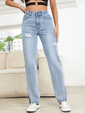 Nautical Inspired Distressed Slit Straight Leg Jeans - Southern Shores Clothing