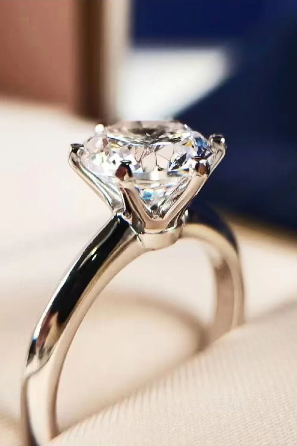 3-Carat Moissanite Six-Prong Sterling Silver Ring - Southern Shores Clothing