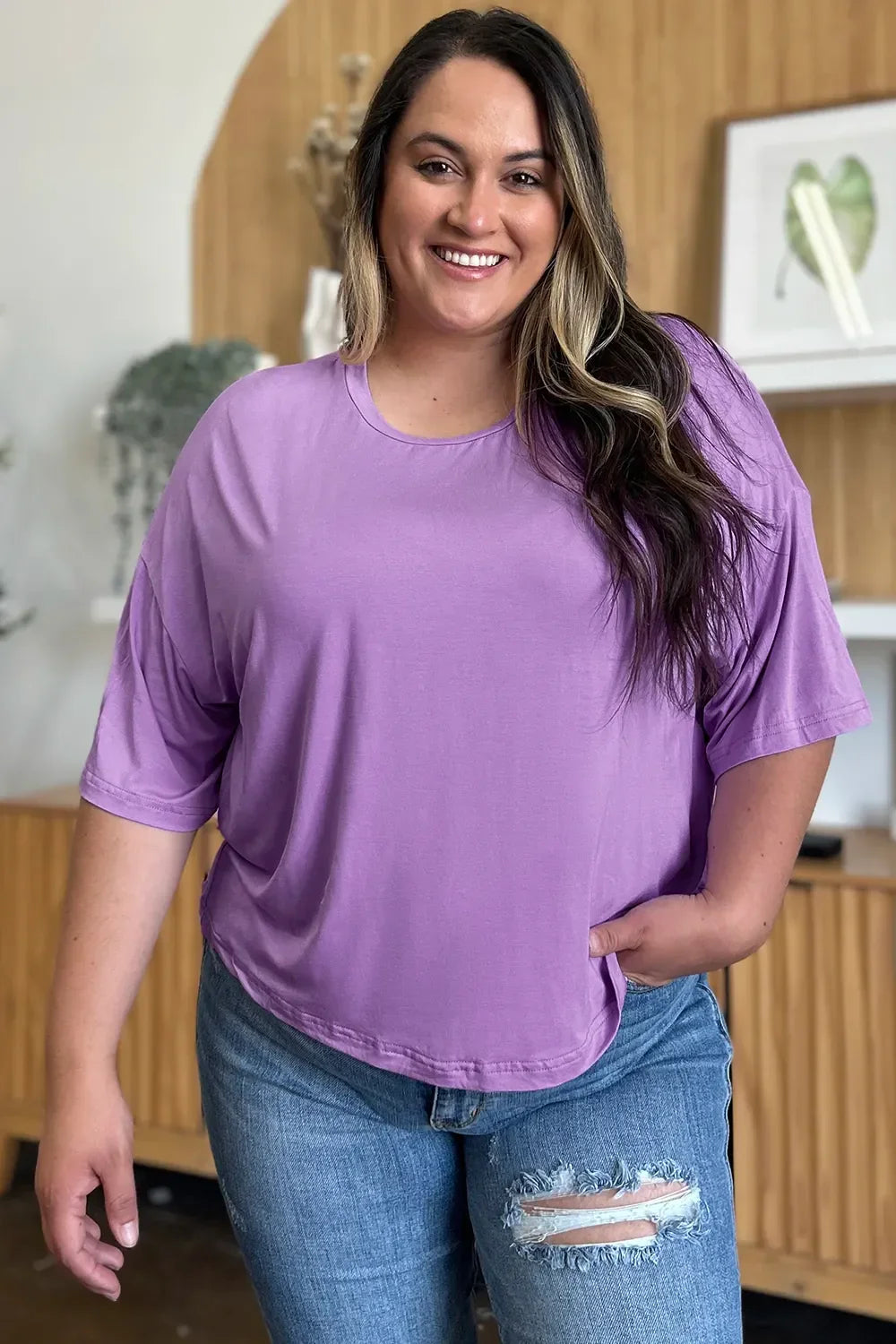Bamboo Basic Round Neck Drop Shoulder T Shirt - Southern Shores Clothing