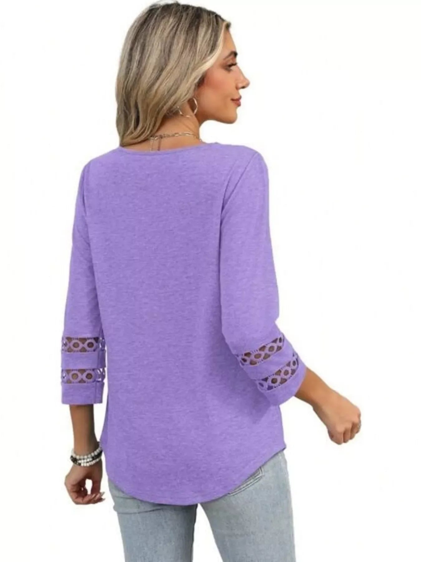 Full Size V-Neck 3/4 Sleeve T-Shirt Plus Size - Southern Shores Clothing