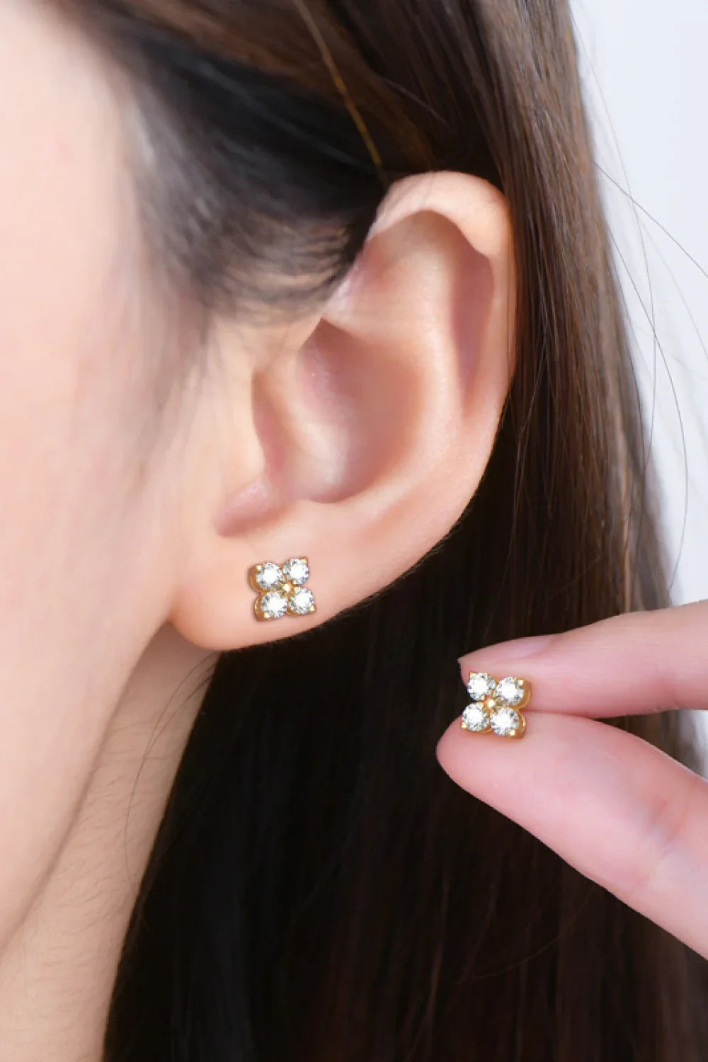 Moissanite Four Leaf Clover Earrings Sterling Silver - Southern Shores Clothing