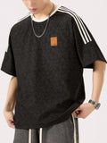 Plus Size Striped Shoulder Relaxed Fit T Shirt - Southern Shores Clothing
