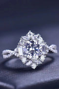 Floral 2 Carat Moissanite Crisscross Ring - Southern Shores Clothing