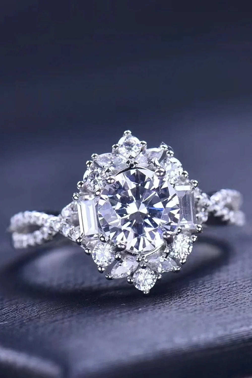 Floral 2 Carat Moissanite Crisscross Ring - Southern Shores Clothing
