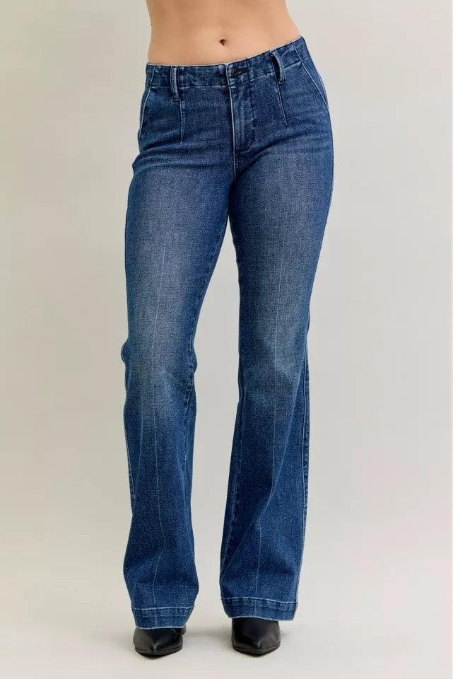 Coastal Judy Blue Mid Rise Bootcut Jeans With Welt Pockets
