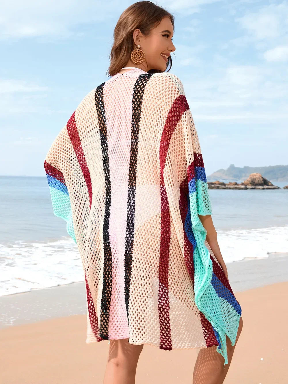 Stretchy Openwork Plunge Beach Cover-Up One Size - Southern Shores Clothing