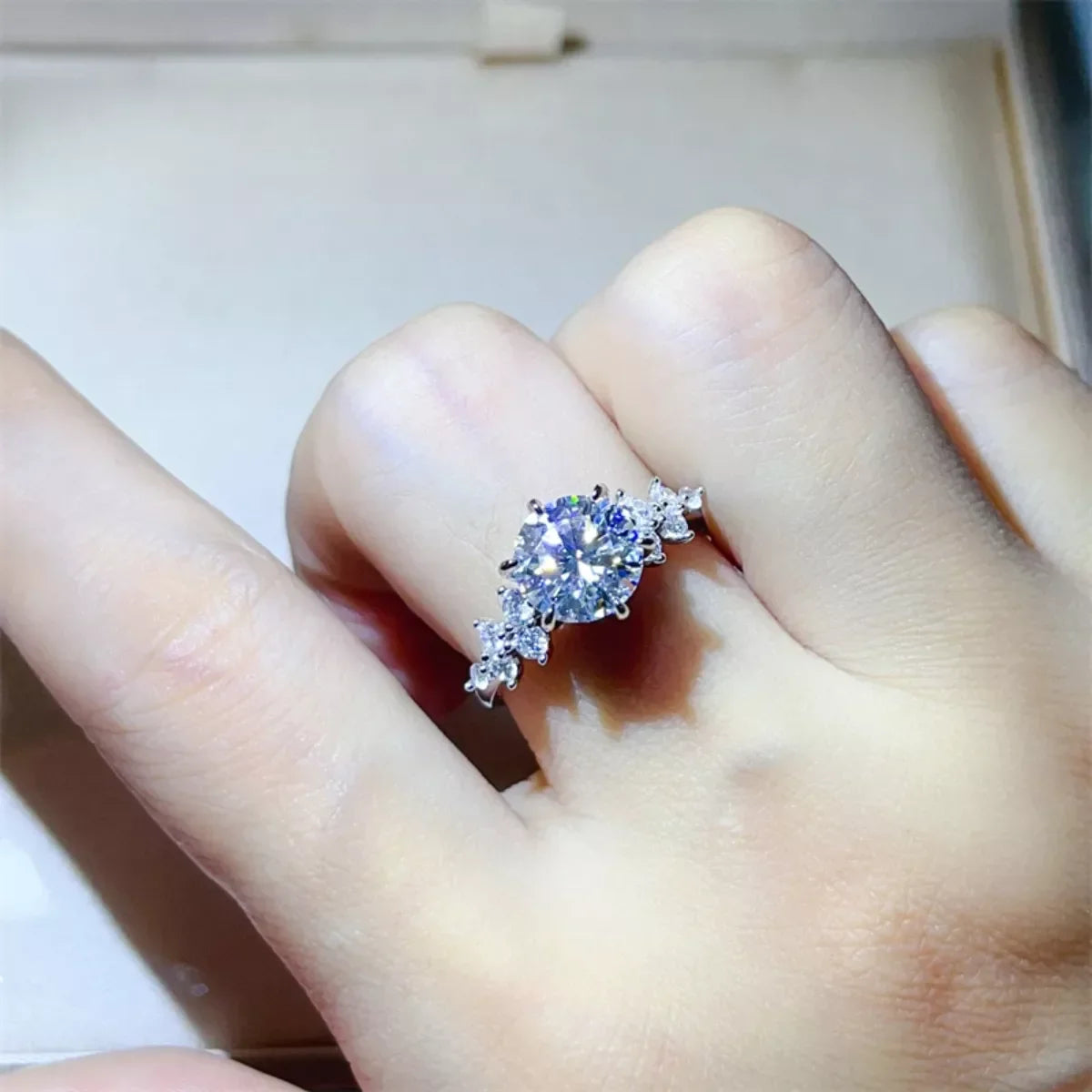 3 Carat Moissanite Ring In Platinum-Plated Sterling Silver - Southern Shores Clothing