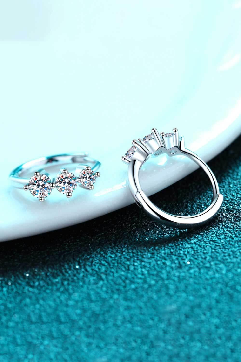Sterling Silver Moissanite Huggie Earrings 0.72 Ct Total - Southern Shores Clothing