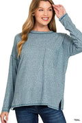 Soft Melange Hacci Round Neck Long Sleeve T Shirt - Southern Shores Clothing