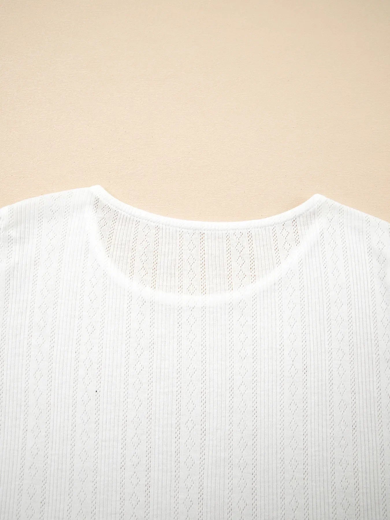 Scalloped Lace Trim Jacquard Textured T Shirt Stretch - Southern Shores Clothing