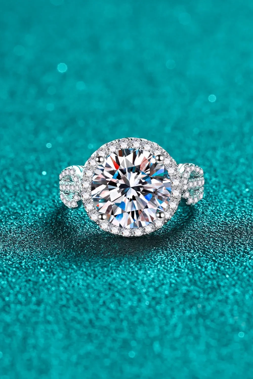 5 Carat Moissanite Sterling Silver Ring Pave Halo - Southern Shores Clothing