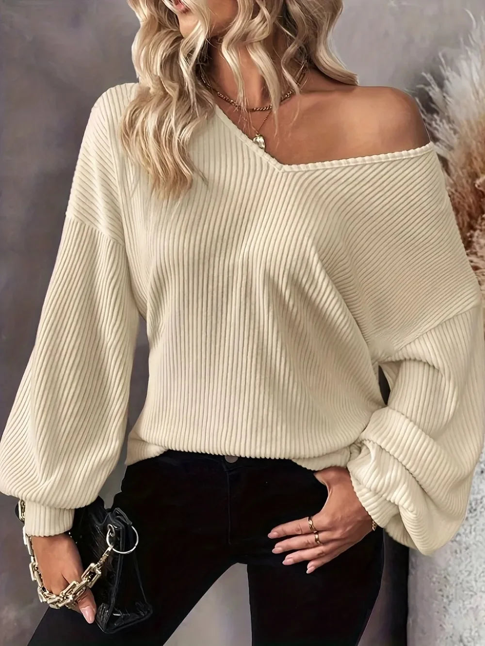 V Neck Bow Back T Shirt With Drop Shoulder Relaxed Fit - Southern Shores Clothing