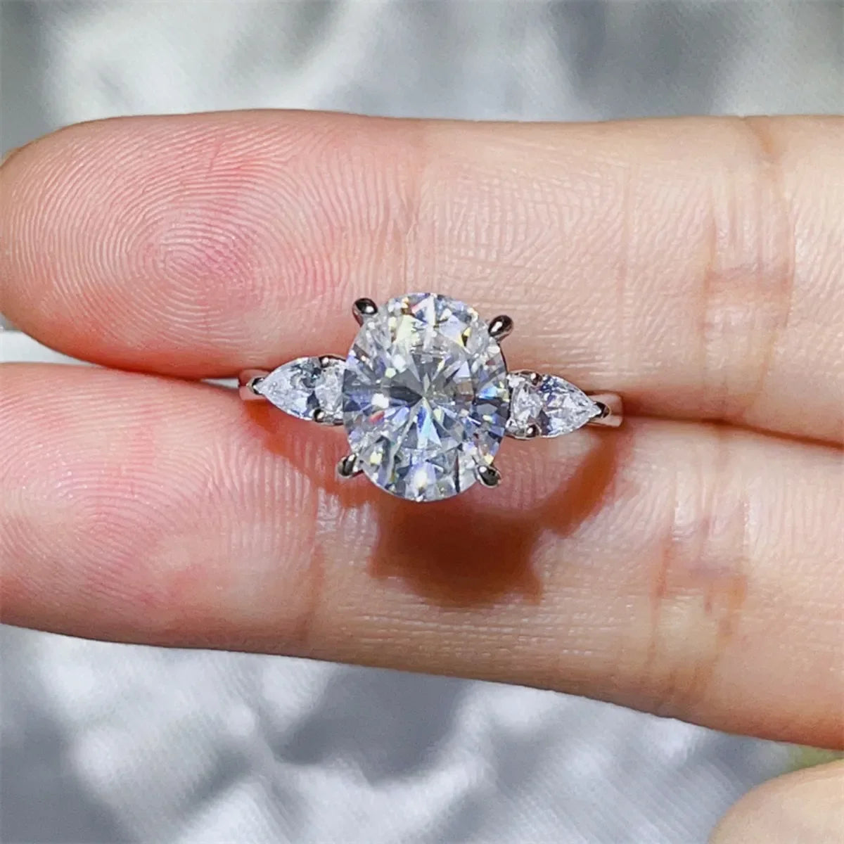 3 Carat Moissanite Sterling Silver Ring Platinum Plated - Southern Shores Clothing