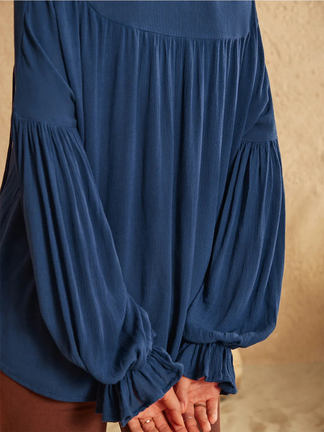 Long Sleeve Tie Neck Blouse Viscose For Versatile Wear - Southern Shores Clothing