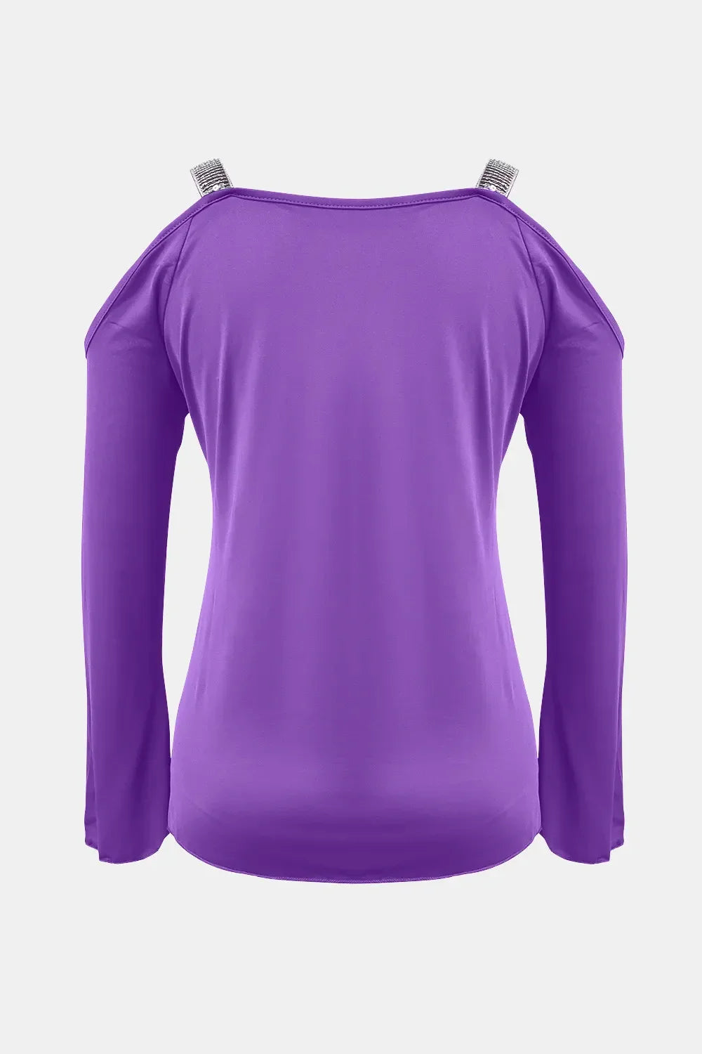 Sequin V-Neck Cold Shoulder Top With Stretchy Fabric - Southern Shores Clothing