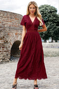 Scalloped Trim Lace Plunge Dress - Southern Shores Clothing