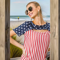 American Flag Front Cut Out T Shirt Top Lightweight - Southern Shores Clothing