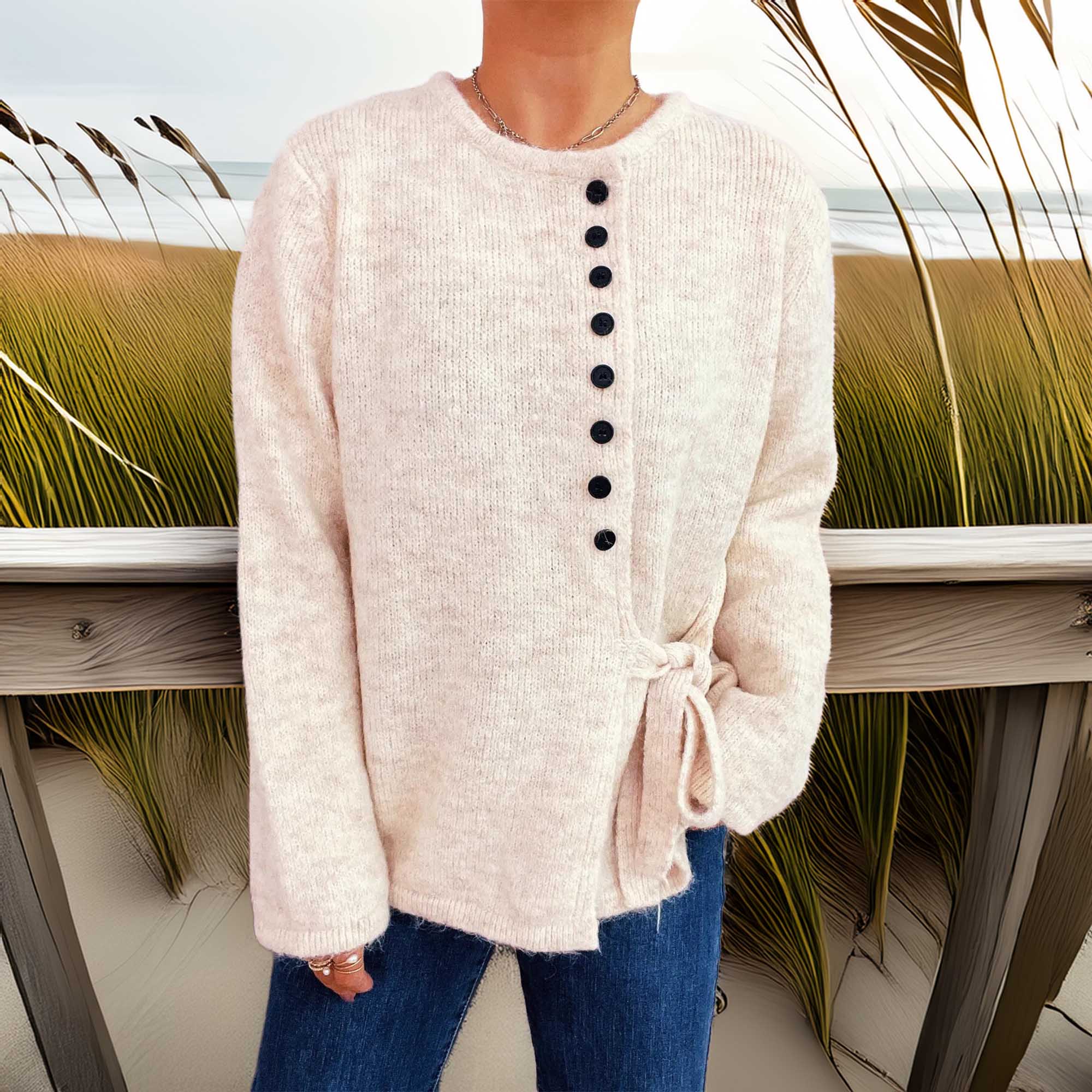 Southern Shores Button-Front Side-Tie Breezy Sweater