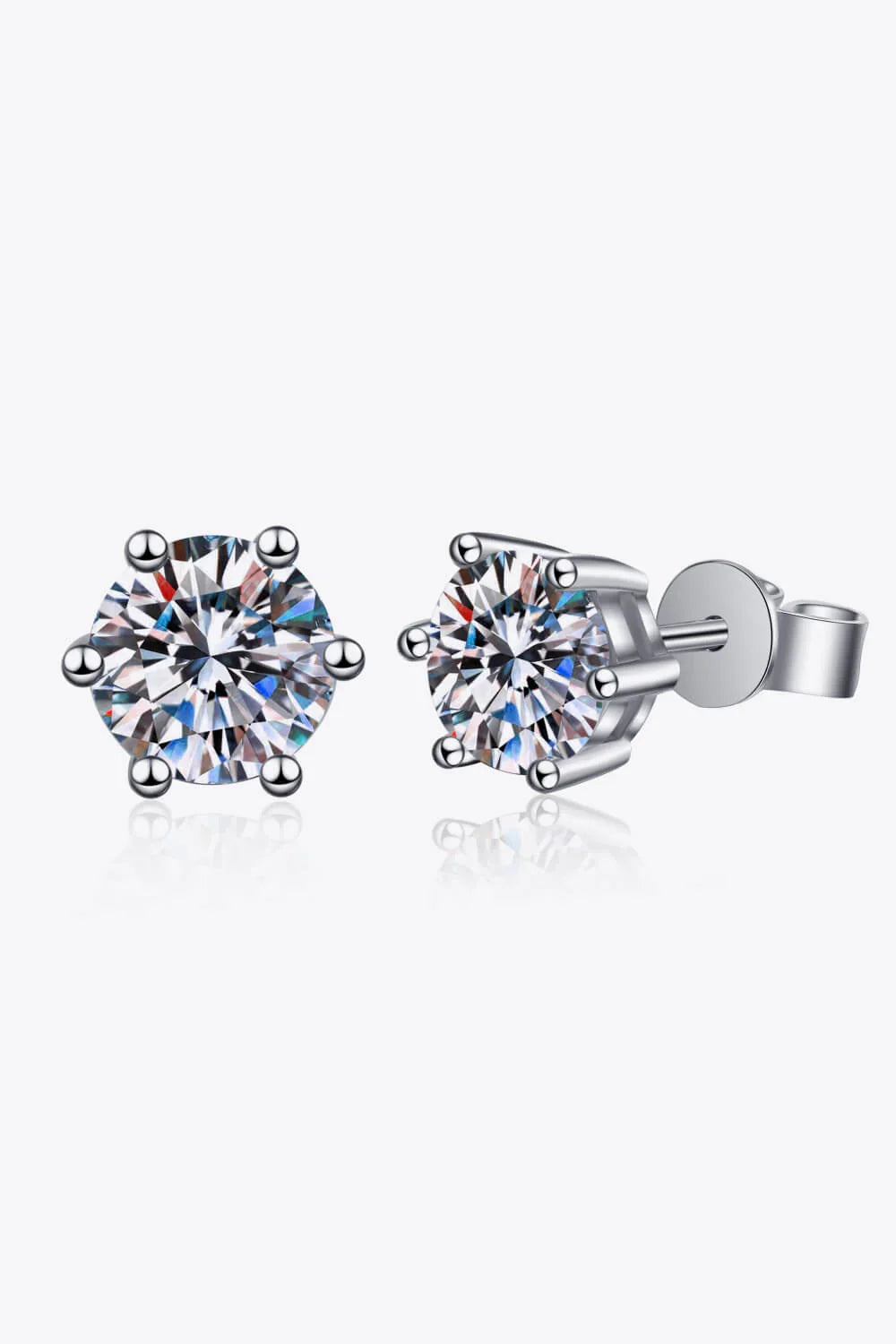 2 Carat Moissanite Stud Earrings In Sterling Silver - Southern Shores Clothing